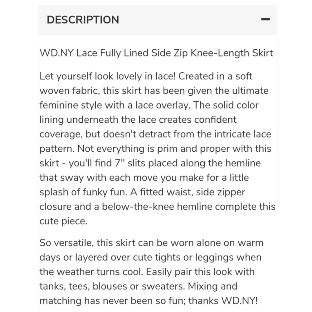 WD.NY White Lace Slit Skirt Plus‎ Size 3X